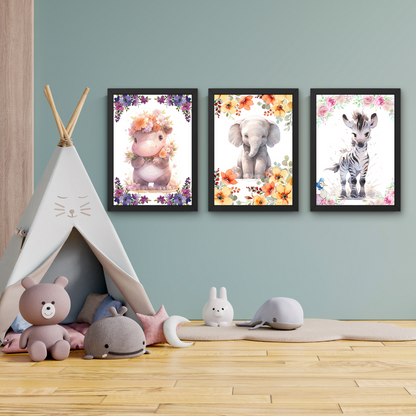 Set of cute baby woodland animals